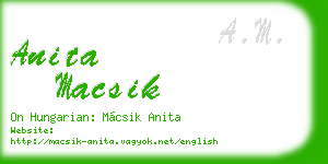 anita macsik business card